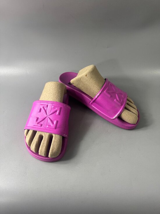 Off-White Shoes - Authentic Off-White Arrow Slider Rubber Slides, Pink, Size 37